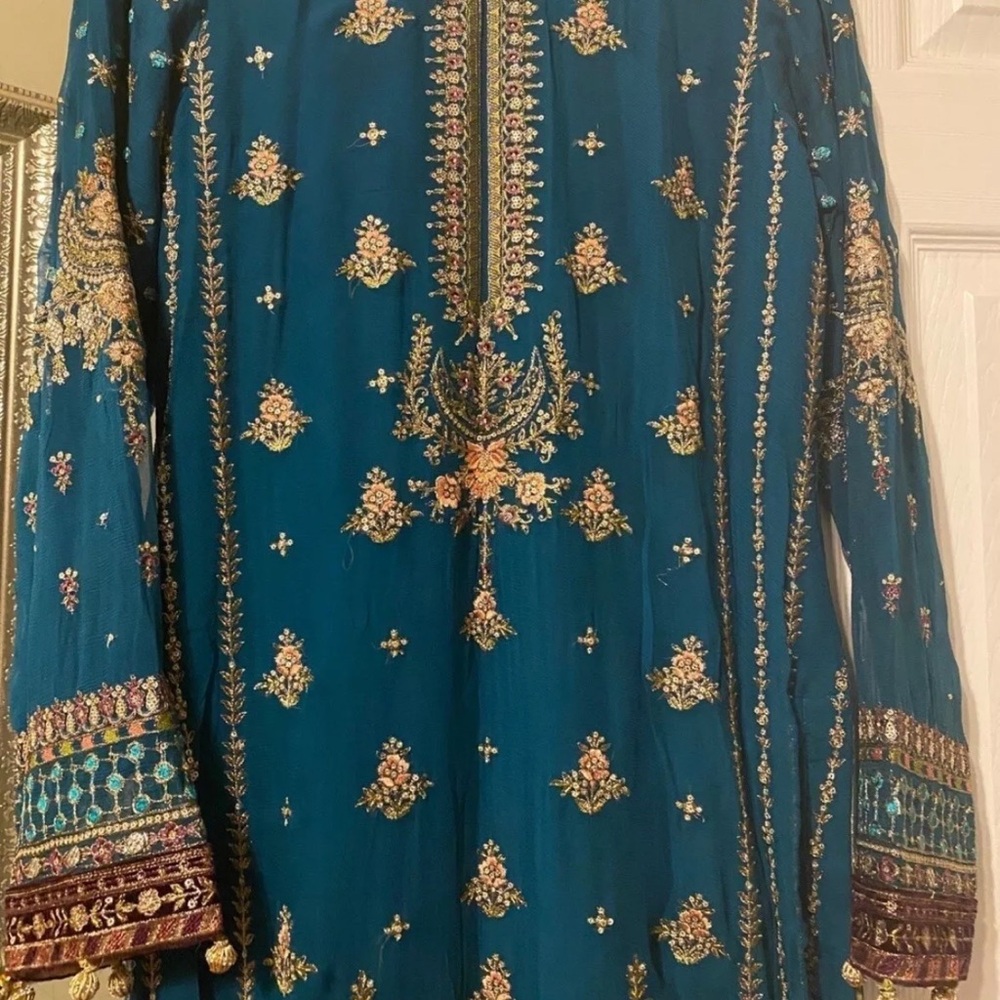 Brand new Pakistani salwar kamez heavy work and stone and beads